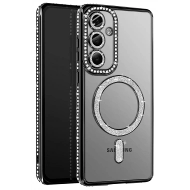Mey İthalat®  Samsung Galaxy A37 5G Joke Simli Magneticsafe Kılıf - Siyah
