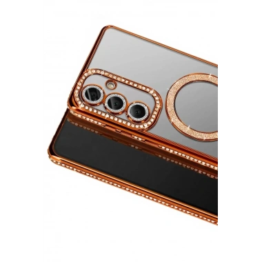 Mey İthalat®  Samsung Galaxy A37 5G Joke Simli Magneticsafe Kılıf - Turuncu