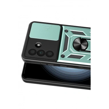 Mey İthalat®  Samsung Galaxy A37 5G Pars Lens Yüzüklü Silikon - Yeşil
