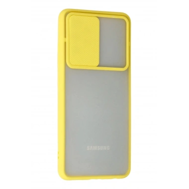 Mey İthalat® Samsung Galaxy A52 Kılıf Palm Buzlu Kamera Sürgülü Silikon - Sarı