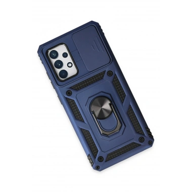 Mey İthalat®  Samsung Galaxy A52 Kılıf Pars Lens Yüzüklü Silikon - Lacivert