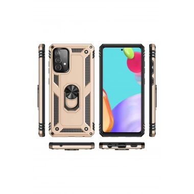 Mey İthalat® Samsung Galaxy A52 Kılıf Sofya Yüzüklü Silikon Kapak - Gold