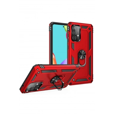 Mey İthalat® Samsung Galaxy A52 Kılıf Sofya Yüzüklü Silikon Kapak - Kırmızı