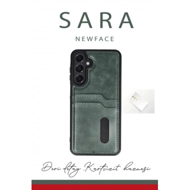Mey İthalat® Samsung Galaxy A55 5G Kılıf Sara Kartvizitli Deri Kılıf - Taba