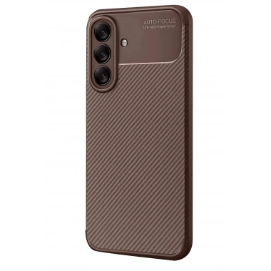 Mey İthalat®  Samsung Galaxy A56 Kılıf Auto Focus Karbon Kapak - Kahverengi