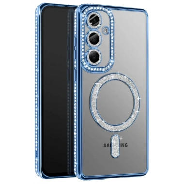 Mey İthalat®  Samsung Galaxy A57 5G Joke Simli Magneticsafe Kılıf - Mavi