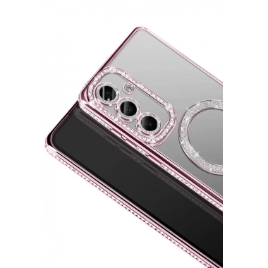 Mey İthalat®  Samsung Galaxy A57 5G Joke Simli Magneticsafe Kılıf - Pembe