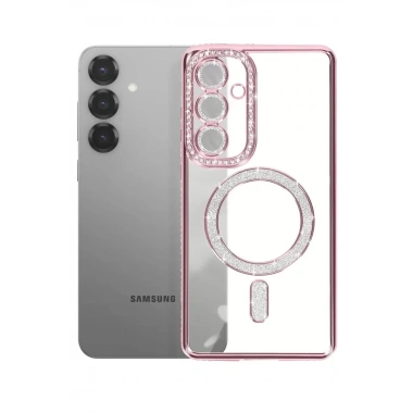 Mey İthalat®  Samsung Galaxy A57 5G Joke Simli Magneticsafe Kılıf - Pembe