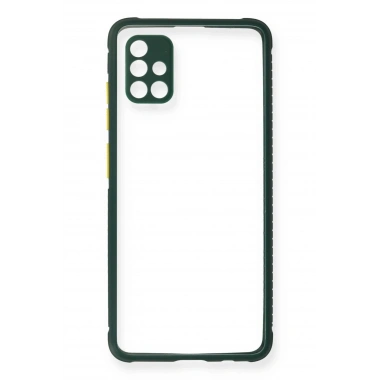 Mey İthalat® Samsung Galaxy A71 Kılıf Miami Şeffaf Silikon - Koyu Yeşil