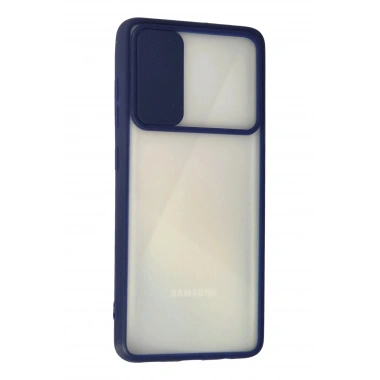 Mey İthalat®  Samsung Galaxy A71 Kılıf Palm Buzlu Kamera Sürgülü Silikon - Lacivert