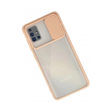 Mey İthalat® Samsung Galaxy A71 Kılıf Palm Buzlu Kamera Sürgülü Silikon - Pembe