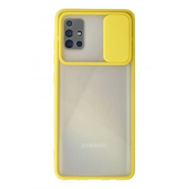 Mey İthalat® Samsung Galaxy A71 Kılıf Palm Buzlu Kamera Sürgülü Silikon - Sarı