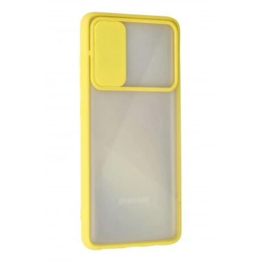 Mey İthalat® Samsung Galaxy A71 Kılıf Palm Buzlu Kamera Sürgülü Silikon - Sarı