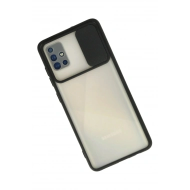 Mey İthalat®  Samsung Galaxy A71 Kılıf Palm Buzlu Kamera Sürgülü Silikon - Siyah