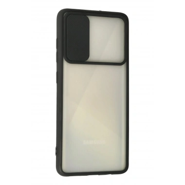 Mey İthalat®  Samsung Galaxy A71 Kılıf Palm Buzlu Kamera Sürgülü Silikon - Siyah