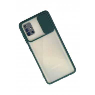 Mey İthalat® Samsung Galaxy A71 Kılıf Palm Buzlu Kamera Sürgülü Silikon - Yeşil