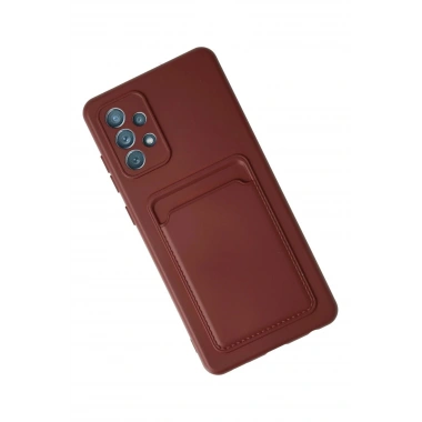 Mey İthalat®  Samsung Galaxy A72 Kılıf Kelvin Kartvizitli Silikon - Bordo