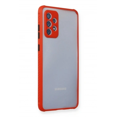 Mey İthalat® Samsung Galaxy A72 Kılıf Miami Şeffaf Silikon - Kırmızı