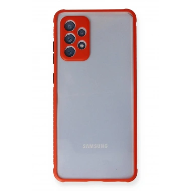 Mey İthalat® Samsung Galaxy A72 Kılıf Miami Şeffaf Silikon - Kırmızı