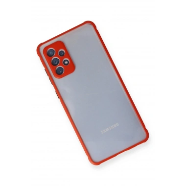 Mey İthalat® Samsung Galaxy A72 Kılıf Miami Şeffaf Silikon - Kırmızı