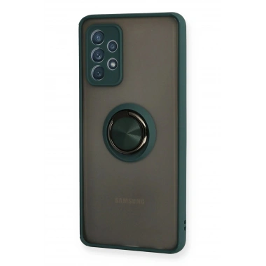 Mey İthalat®  Samsung Galaxy A72 Kılıf Montreal Yüzüklü Silikon Kapak - Yeşil