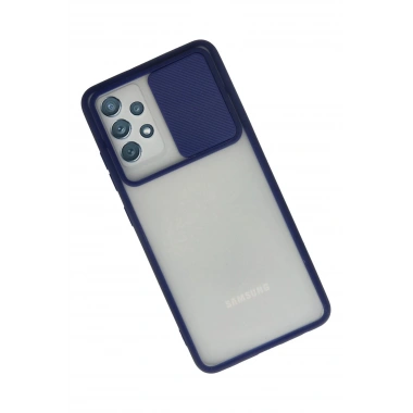 Mey İthalat® Samsung Galaxy A72 Kılıf Palm Buzlu Kamera Sürgülü Silikon - Lacivert