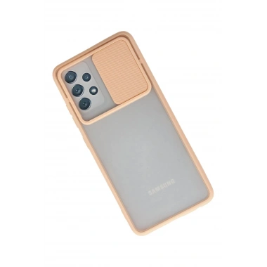 Mey İthalat® Samsung Galaxy A72 Kılıf Palm Buzlu Kamera Sürgülü Silikon - Pembe