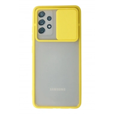 Mey İthalat® Samsung Galaxy A72 Kılıf Palm Buzlu Kamera Sürgülü Silikon - Sarı