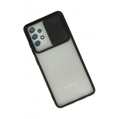 Mey İthalat® Samsung Galaxy A72 Kılıf Palm Buzlu Kamera Sürgülü Silikon - Siyah