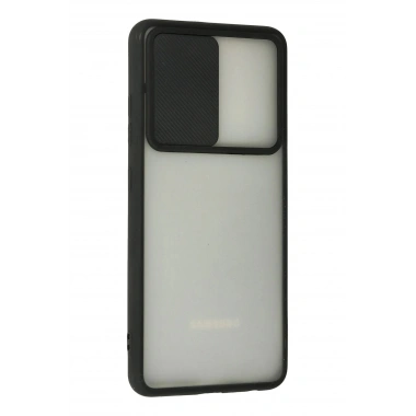 Mey İthalat® Samsung Galaxy A72 Kılıf Palm Buzlu Kamera Sürgülü Silikon - Siyah