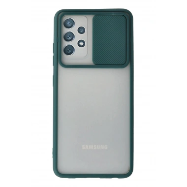 Mey İthalat® Samsung Galaxy A72 Kılıf Palm Buzlu Kamera Sürgülü Silikon - Yeşil