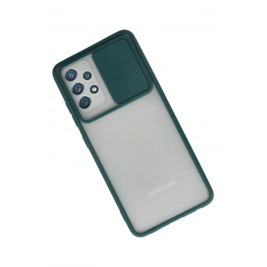 Mey İthalat® Samsung Galaxy A72 Kılıf Palm Buzlu Kamera Sürgülü Silikon - Yeşil