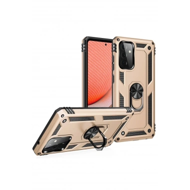 Mey İthalat® Samsung Galaxy A72 Kılıf Sofya Yüzüklü Silikon Kapak - Gold