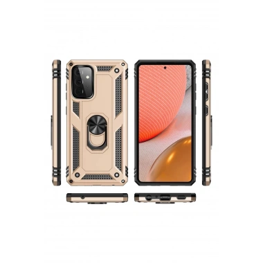 Mey İthalat® Samsung Galaxy A72 Kılıf Sofya Yüzüklü Silikon Kapak - Gold