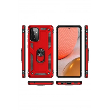 Mey İthalat® Samsung Galaxy A72 Kılıf Sofya Yüzüklü Silikon Kapak - Kırmızı