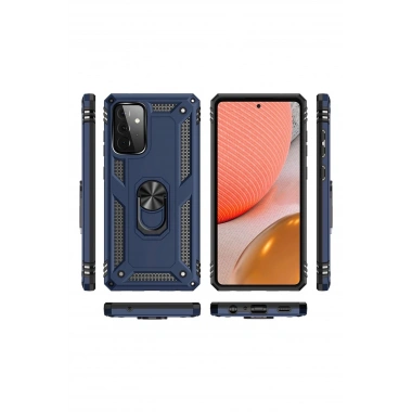 Mey İthalat® Samsung Galaxy A72 Kılıf Sofya Yüzüklü Silikon Kapak - Lacivert