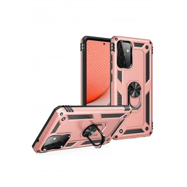 Mey İthalat®  Samsung Galaxy A72 Kılıf Sofya Yüzüklü Silikon Kapak - Rose