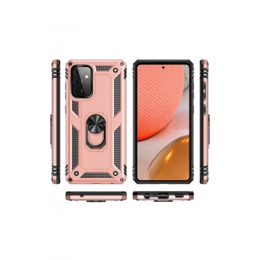 Mey İthalat®  Samsung Galaxy A72 Kılıf Sofya Yüzüklü Silikon Kapak - Rose