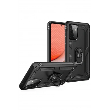 Mey İthalat® Samsung Galaxy A72 Kılıf Sofya Yüzüklü Silikon Kapak - Siyah