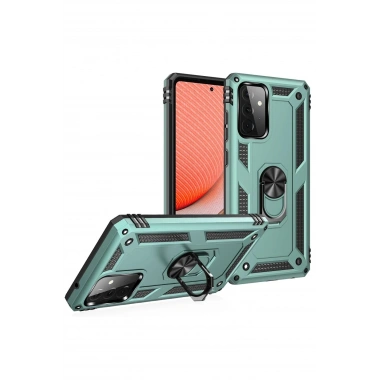 Mey İthalat® Samsung Galaxy A72 Kılıf Sofya Yüzüklü Silikon Kapak - Yeşil
