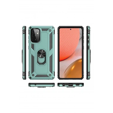 Mey İthalat® Samsung Galaxy A72 Kılıf Sofya Yüzüklü Silikon Kapak - Yeşil