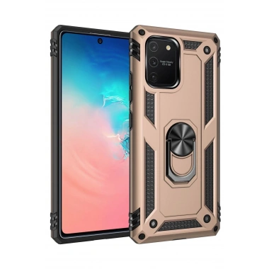 Mey İthalat® Samsung Galaxy A91 / S10 Lite Kılıf Sofya Yüzüklü Silikon Kapak - Gold