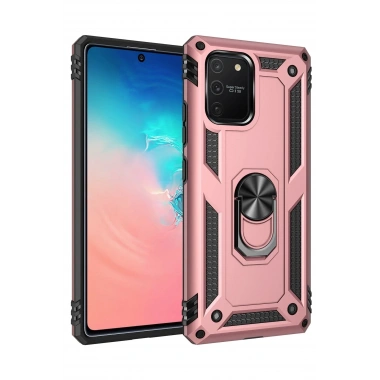 Mey İthalat® Samsung Galaxy A91 / S10 Lite Kılıf Sofya Yüzüklü Silikon Kapak - Rose