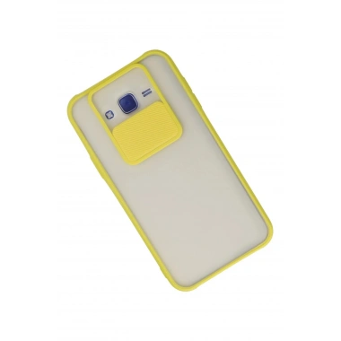 Mey İthalat® Samsung Galaxy J7 Kılıf Palm Buzlu Kamera Sürgülü Silikon - Sarı