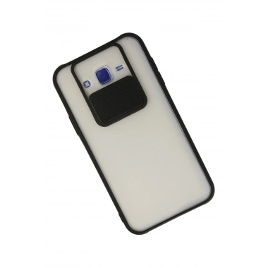 Mey İthalat® Samsung Galaxy J7 Kılıf Palm Buzlu Kamera Sürgülü Silikon - Siyah