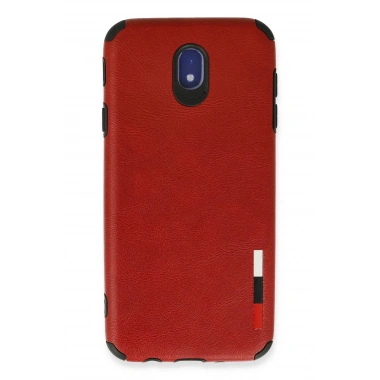 Mey İthalat® Samsung Galaxy J7 Pro / J730 Kılıf Loop Deri Silikon - Kırmızı