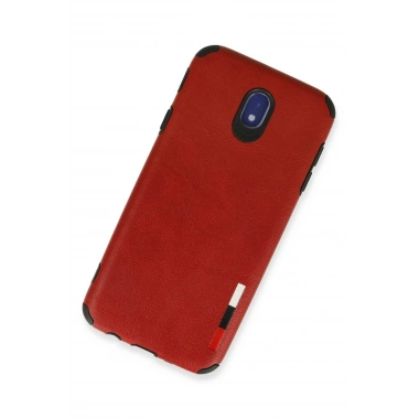 Mey İthalat® Samsung Galaxy J7 Pro / J730 Kılıf Loop Deri Silikon - Kırmızı