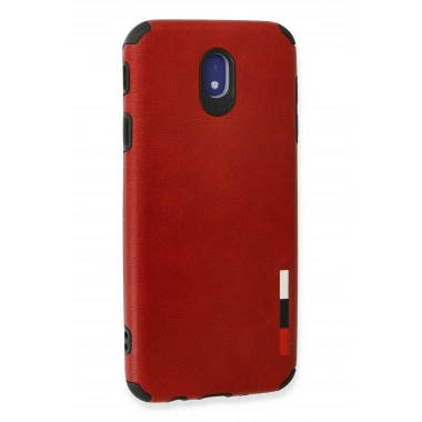 Mey İthalat® Samsung Galaxy J7 Pro / J730 Kılıf Loop Deri Silikon - Kırmızı