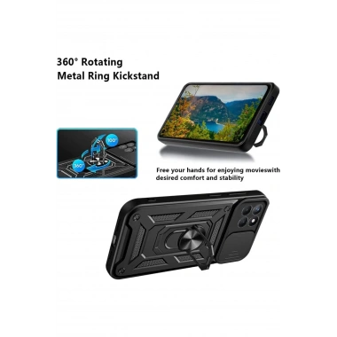 Mey İthalat®  Samsung Galaxy M15 Kılıf Pars Lens Yüzüklü Silikon - Kırmızı