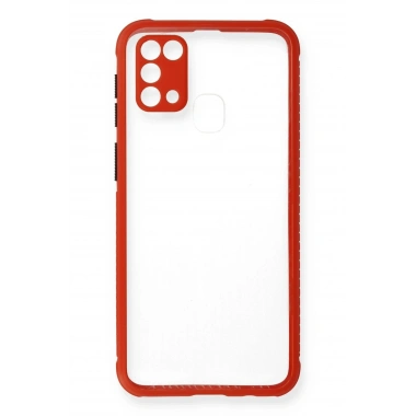 Mey İthalat® Samsung Galaxy M31 Kılıf Miami Şeffaf Silikon - Kırmızı